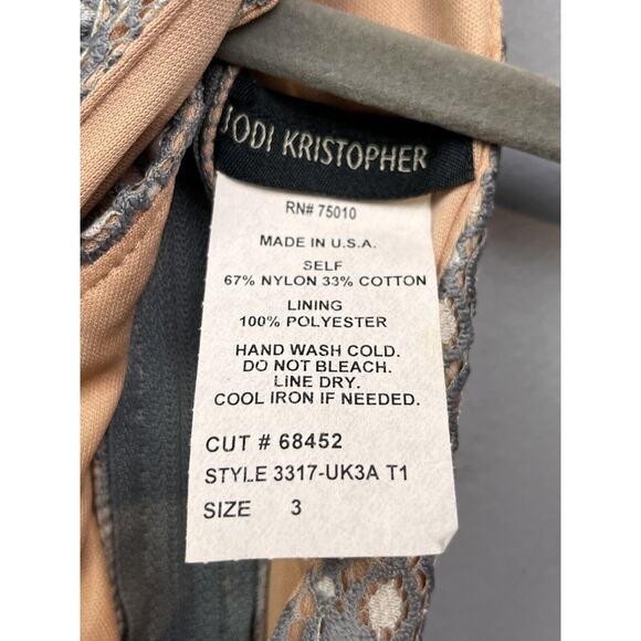 Jodi Kristopher Dress Womens 3 Gray Lace Floral Mini‎ Fit & Flare Sleeveless - Picture 5 of 8